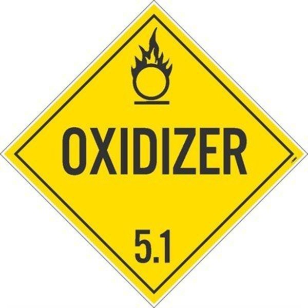 Nmc Oxidizer 5.1 Dot Placard Sign, Material: Pressure Sensitive Removable Vinyl .0045 DL14PR